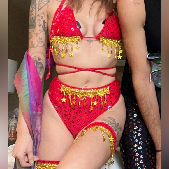 Other - Red lime blonde two piece set 🔥